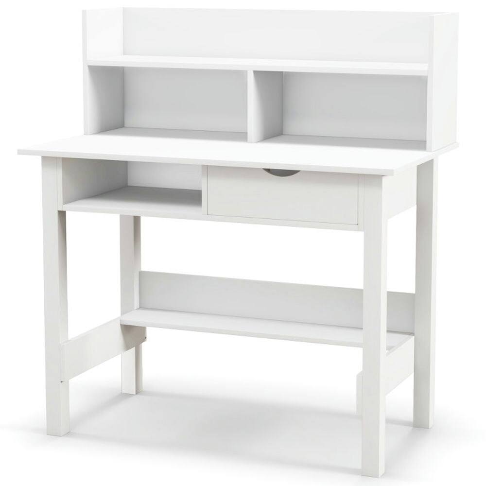 Alt View 1. Resenkos - Home Office Computer Desk with Storage Shelves and Drawer Ideal for Working and Studying, Home Office Desks - White.