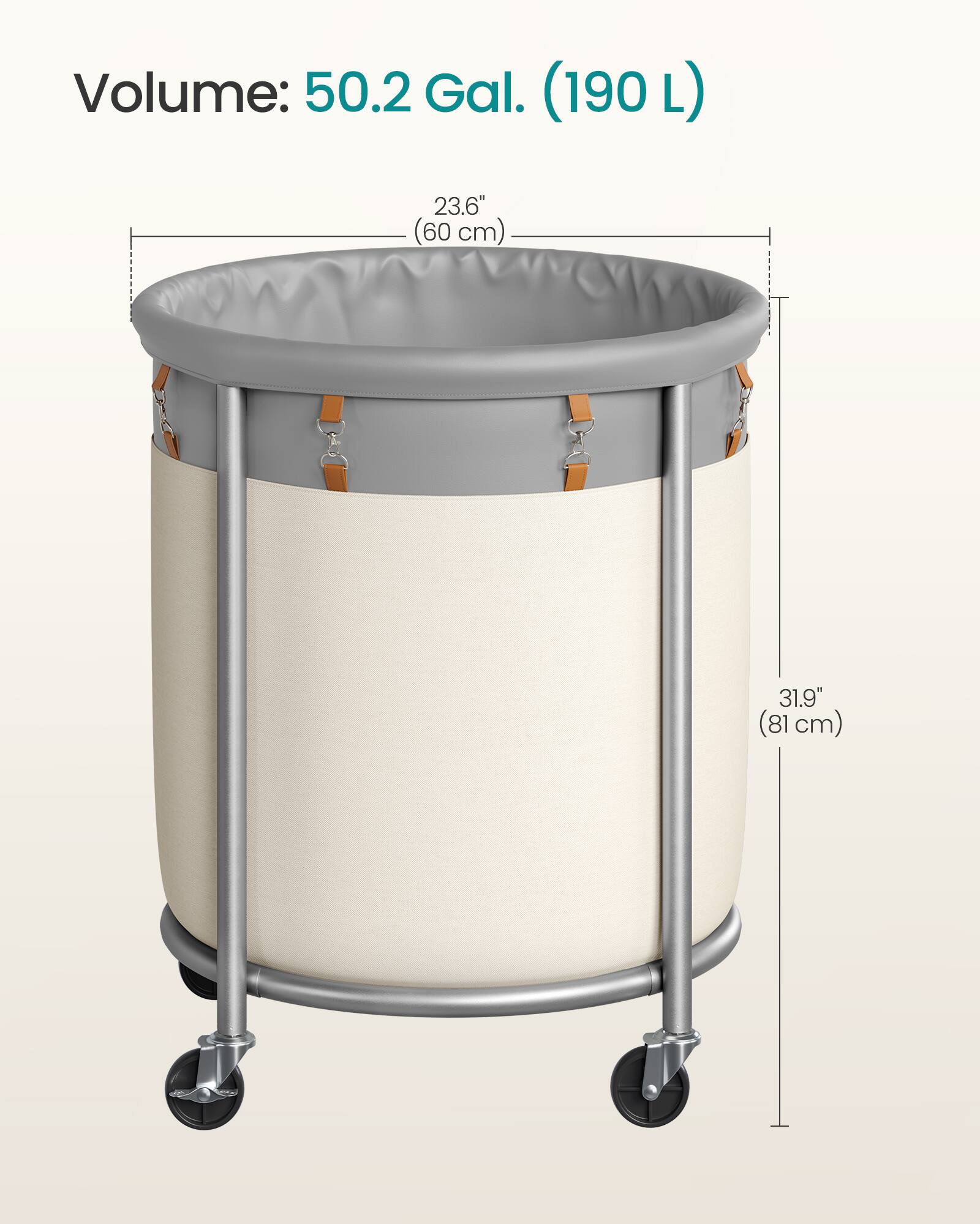 Volume: 50.2 Gal. (190 L)  
23.6" (60 cm)  
31.9" (81 cm)