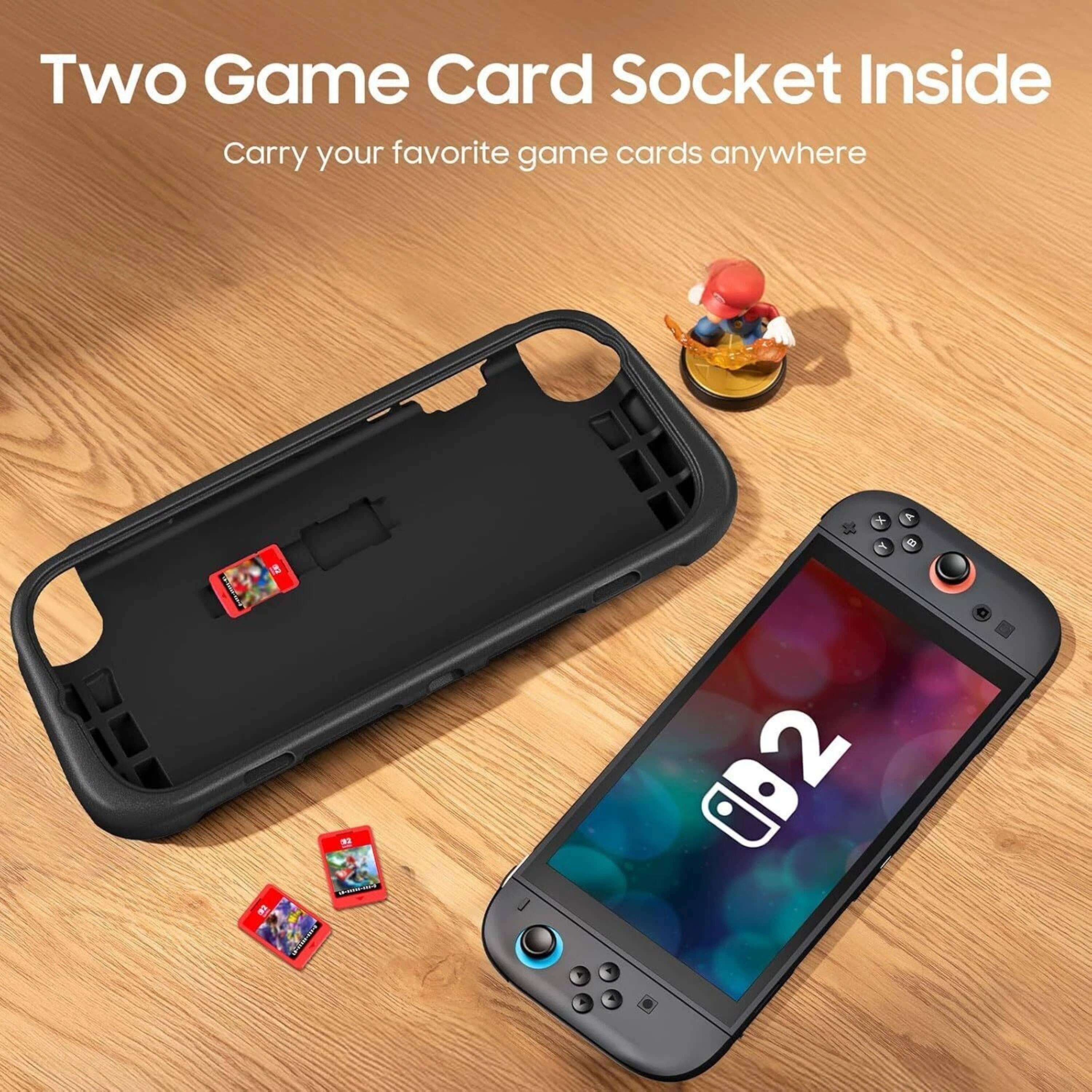 Two Game Card Socket Inside  
Carry your favorite game cards anywhere