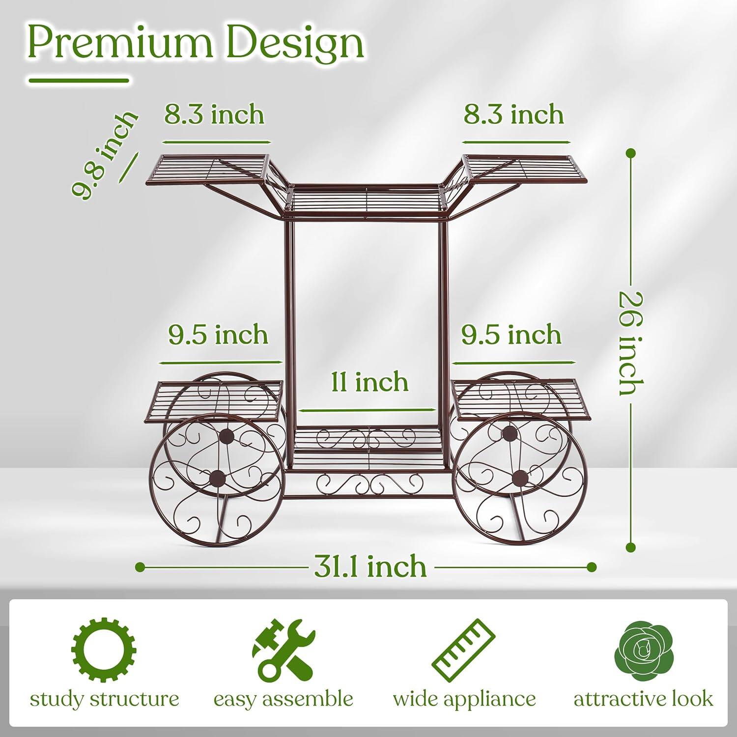 Premium Design

- 9.8 inch
- 8.3 inch
- 9.5 inch
- 11 inch
- 26 inch
- 31.1 inch

study structure
easy assemble
wide appliance
attractive look