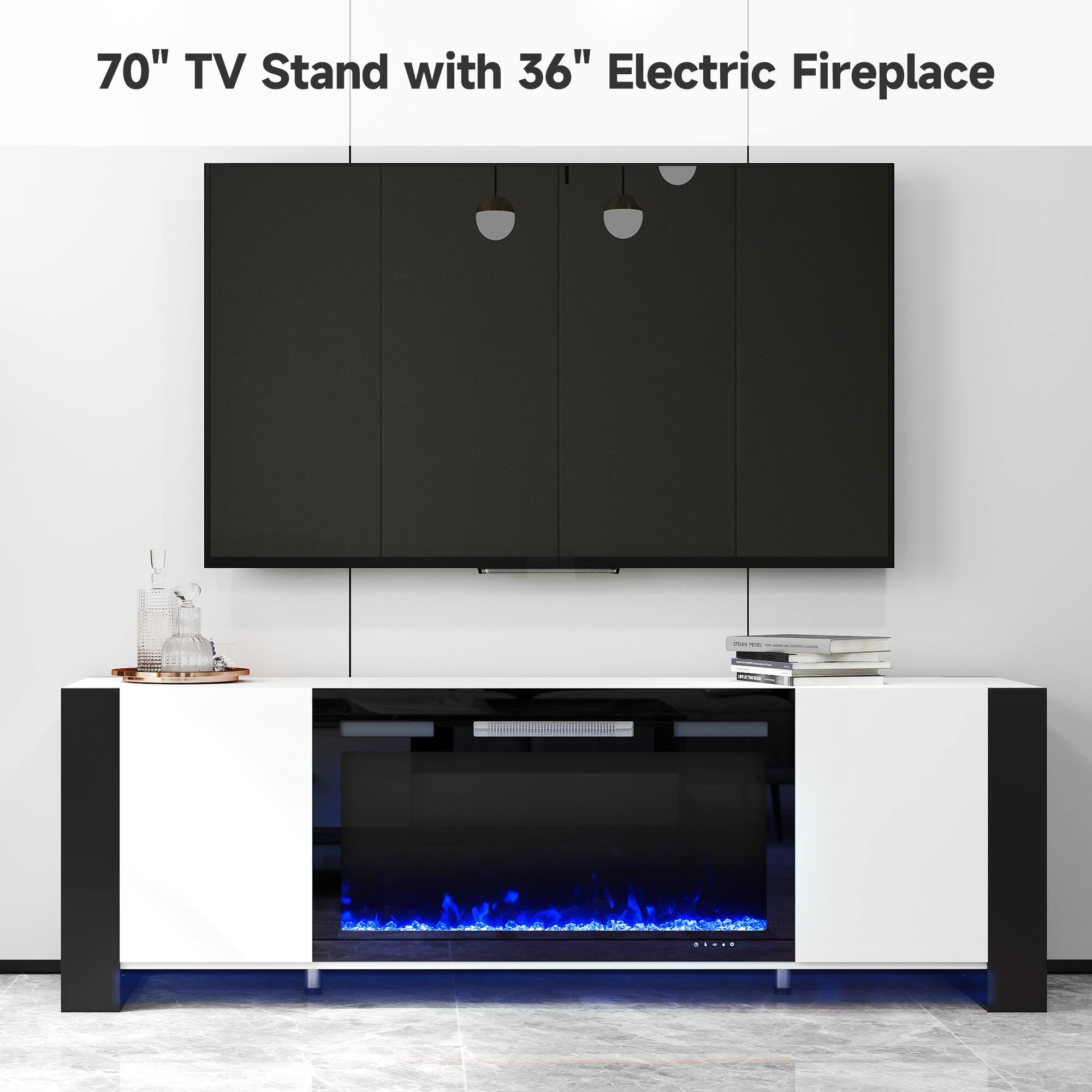 70" TV Stand with 36" Electric Fireplace