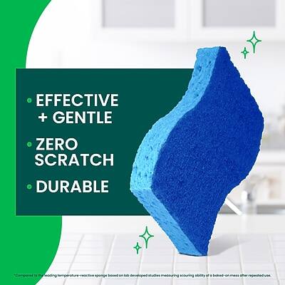 - EFFECTIVE + GENTLE
- ZERO SCRATCH
- DURABLE

*Compared to leading temperature-resistant sponges based on developed studies measuring scouring ability of sponge-on-ware as reported by users.