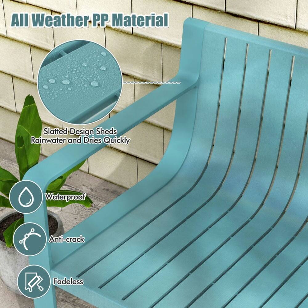 All Weather PP Material  
Slatted Design Sheds Rainwater and Dries Quickly  
Waterproof  
Anti-crack  
Fadeless