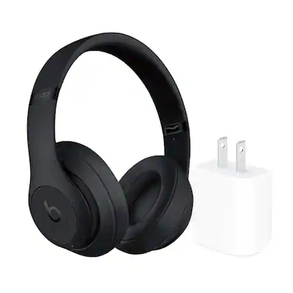 Front. Beats - Beats - Studio 3 Wireless Bluetooth Headphones + Power Adapter - Black.