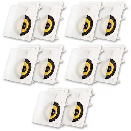Front. Acoustic Audio by Goldwood - HD-650 in Wall 6.5" Speakers Home Theater Surround Sound 5 Pair Pack - Paintable White.