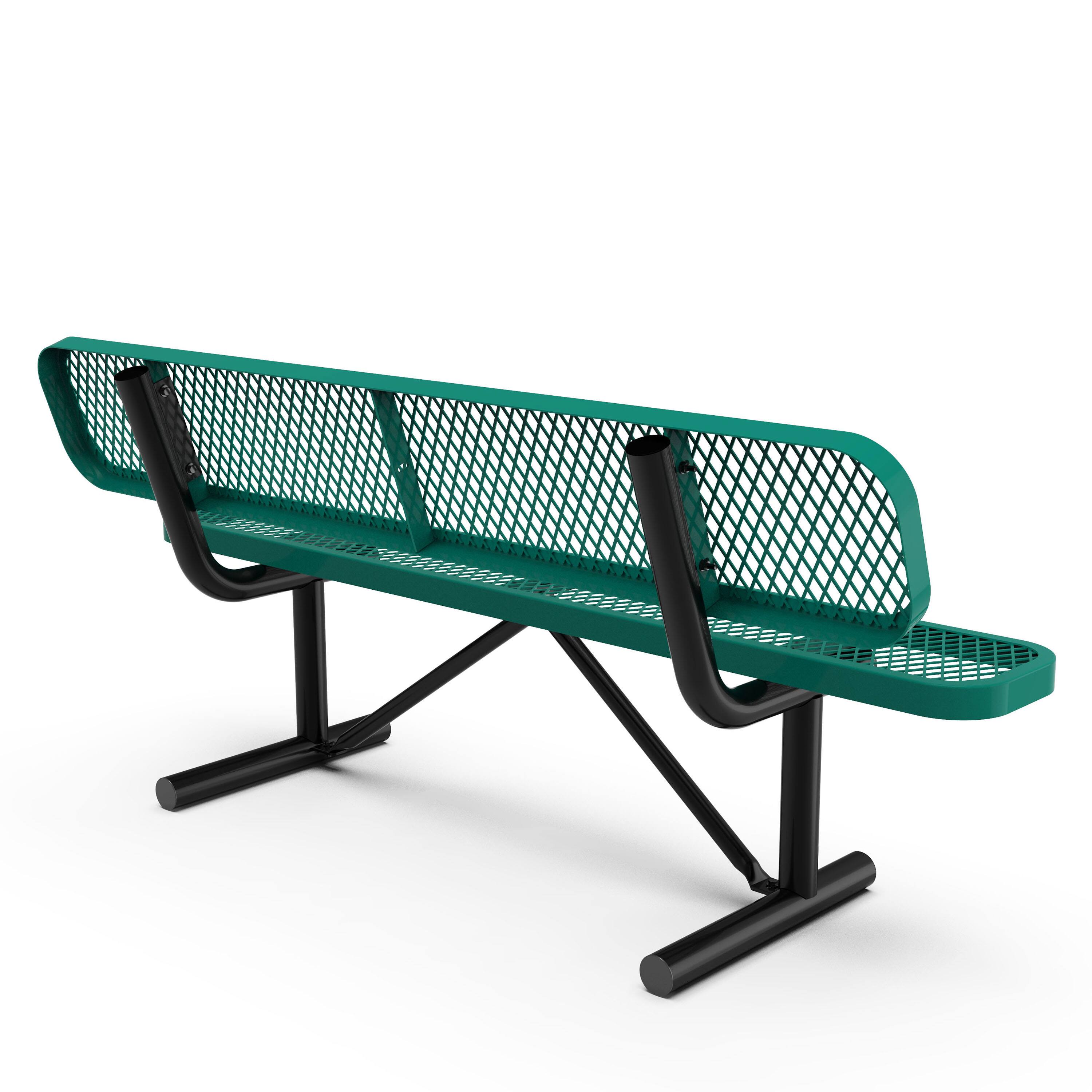 Back. Flash Furniture - Sigrid 6' Outdoor Bench with Backrest, Commercial Grade Green Expanded Metal Mesh Seat and Backrest and Black Steel Fram - Green.