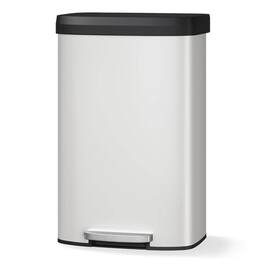 Acekool - 21 Gal Step-on Stainless Steel Trash Can with Soft-Close Lid for Home, Kitchen, Office - White