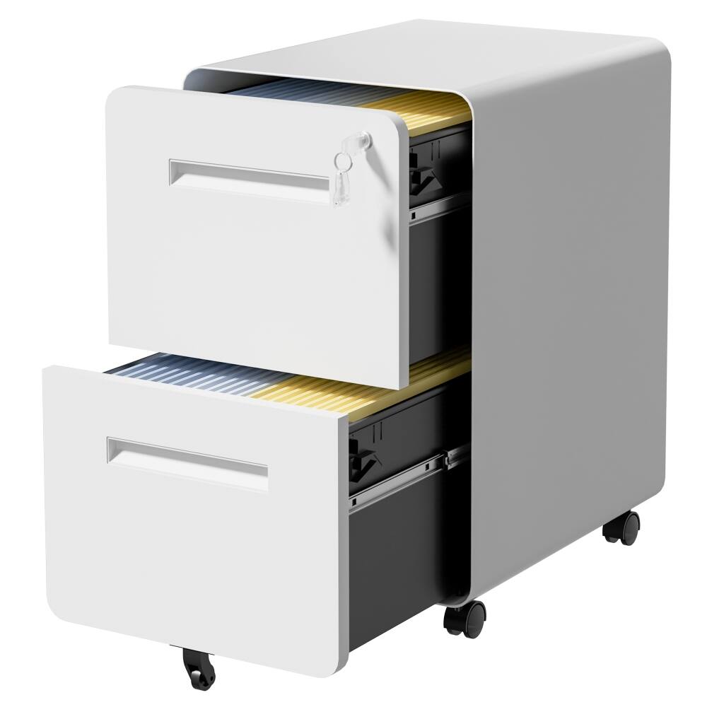 Alt View 7. Loheer - Loheer 2 Drawer Metal File Cabinet Lockable Rolling Under Desk.