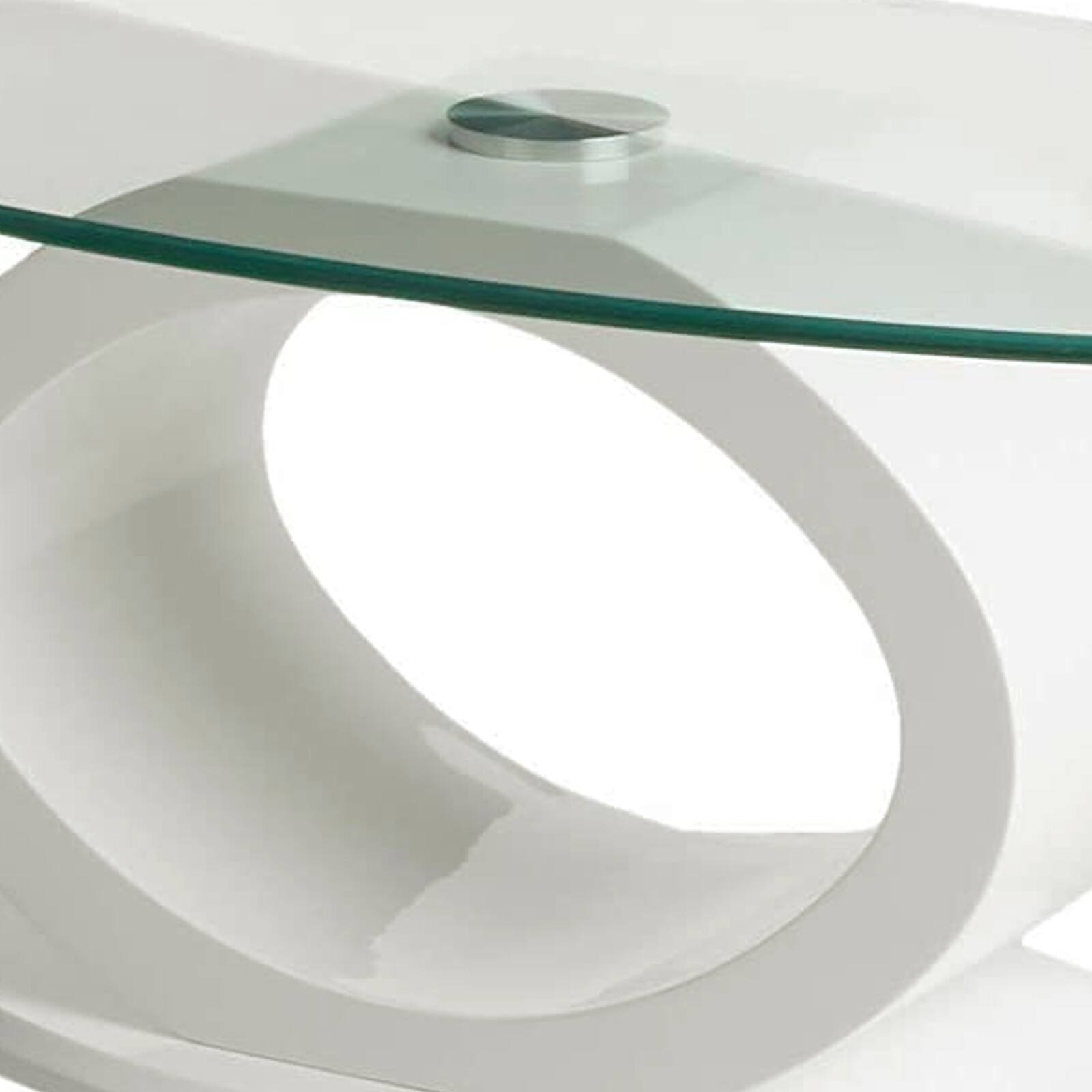 Alt View 2. Manhattan Lane - Contemporary Tempered Glass Top Coffee Table with O Shape Base - White.