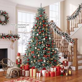 Costway - 8 FT Artificial Spruce Christmas Tree with Metal Stand,1765 Lush Branch Tips - Blue-Green