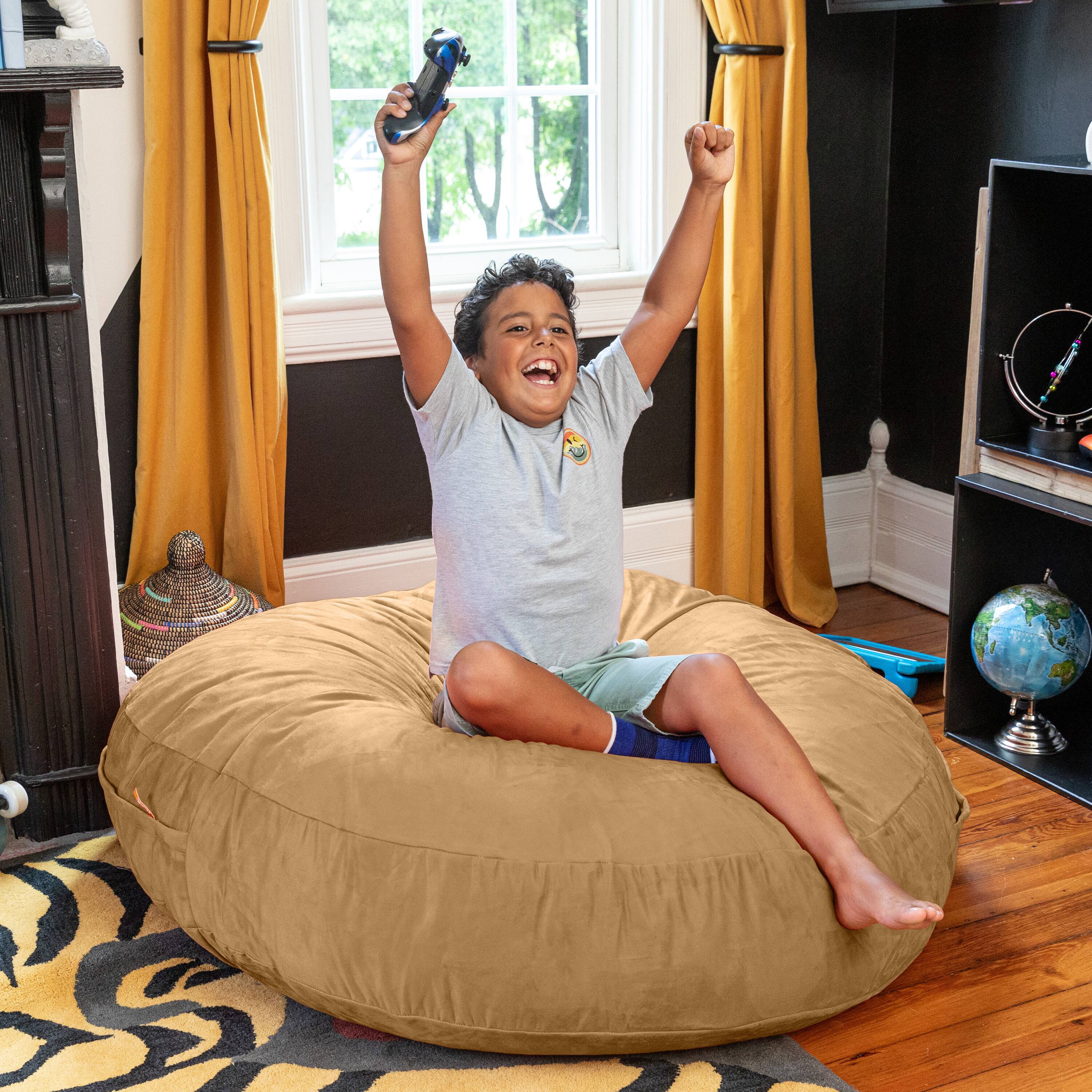 Alt View 3. Jaxx - Jaxx Cocoon 4 Foot Bean Bag Chair and Crash Pad, Camel - Camel.