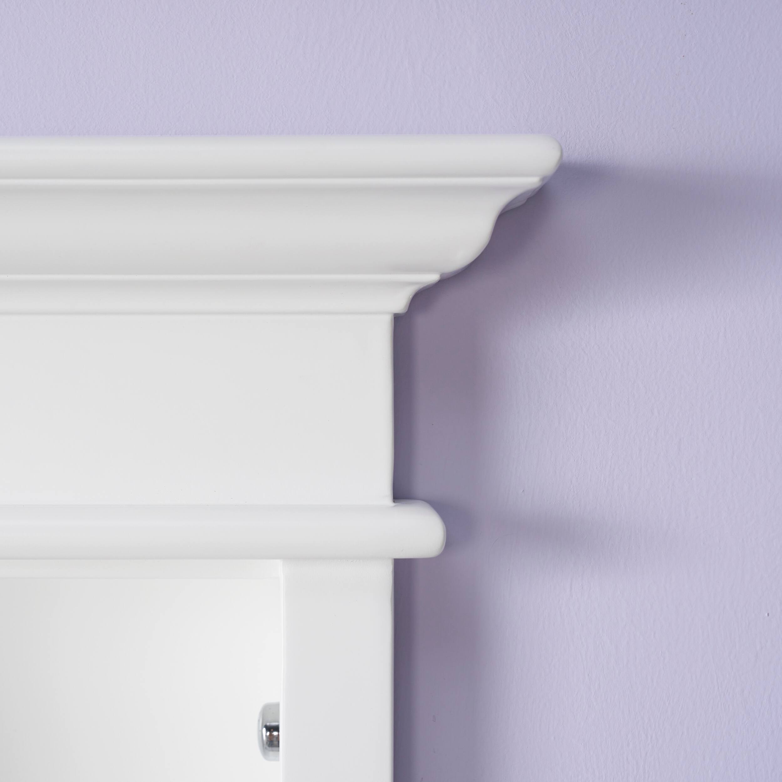 Alt View 6. WELLFOR - 48-Inch W x 32-Inch H Recessed Solid Rubberwood Medicine Cabinet with Single Mirrored Door - White.