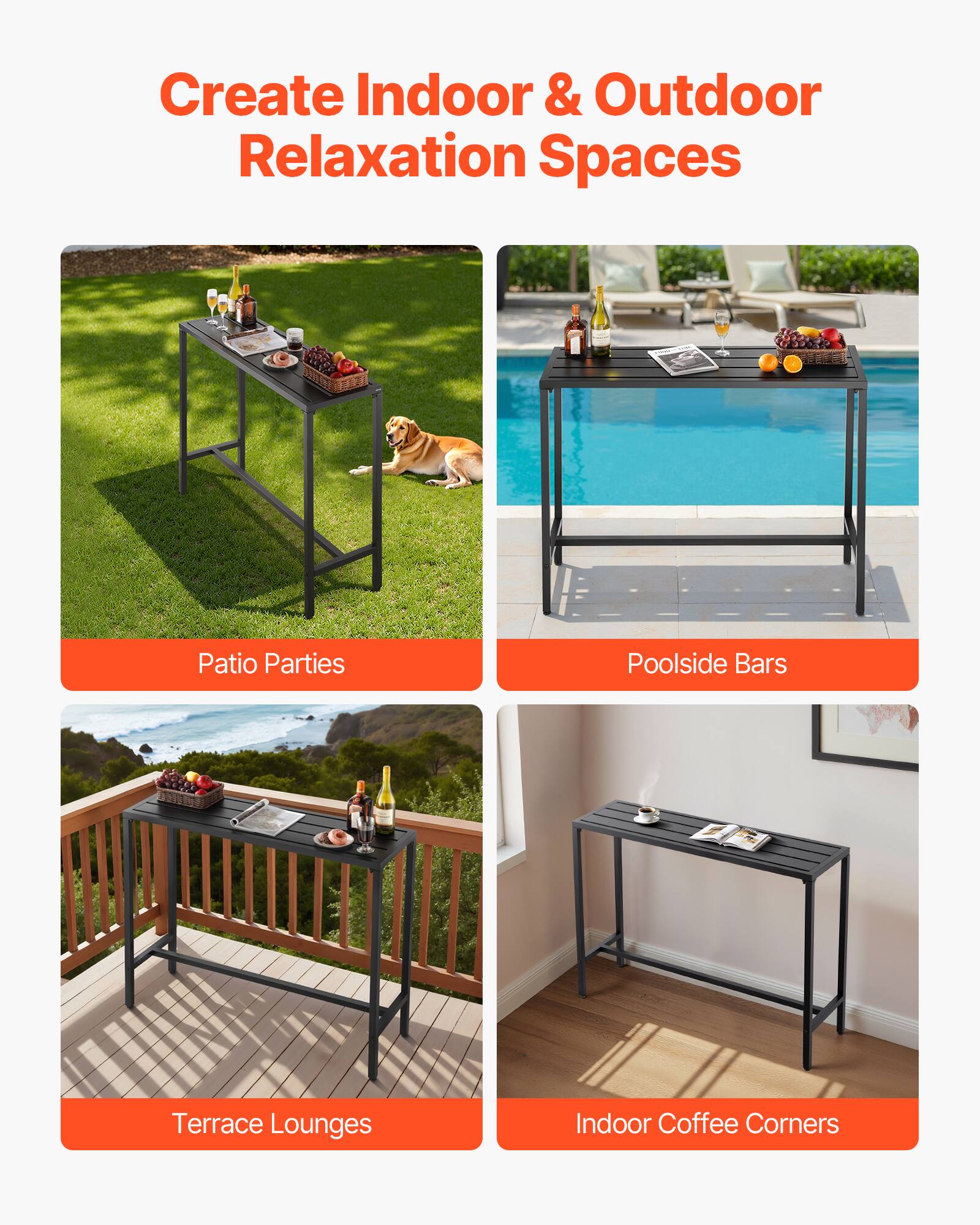 Create Indoor & Outdoor Relaxation Spaces

- Patio Parties
- Poolsides Bars
- Terrace Lounges
- Indoor Coffee Corners