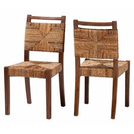 bali & pari - Cordoba Bohemian Natural Seagrass and Mahogany Wood 2-Piece Dining Chair - Natural Seagrass/Teak