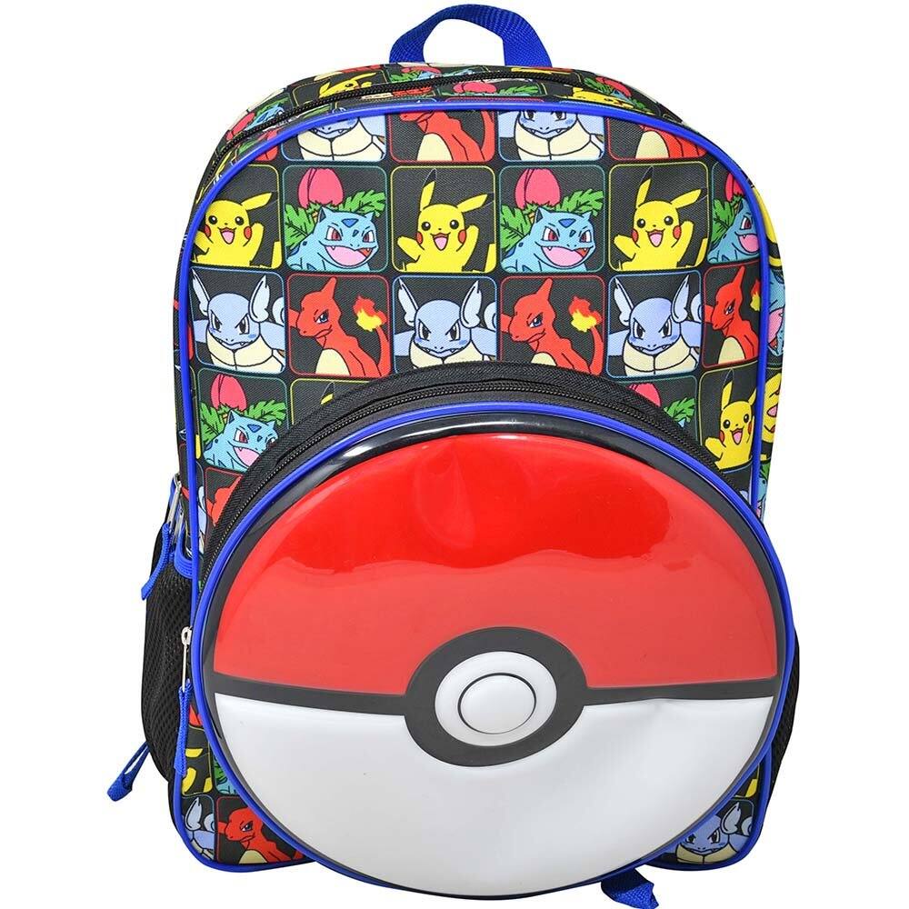 Front. Pokémon - Pokemon "Pokeball" 16" Backpack with Molded Round Front Pocket & Metallic Printing - Multicolored.