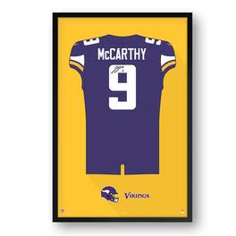 Sporticulture - J.J. McCarthy Minnesota Vikings Framed 27" x 39" Jersey Art Print - Multicolor