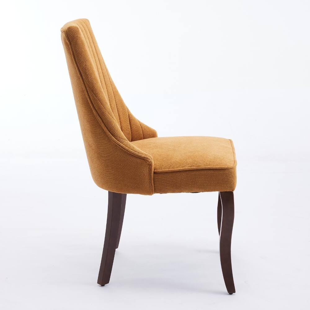 Back. Loheer - Loheer Dining Chairs Set of 2 Gold Upholstered High Back Chairs Solid Wood Legs - Gold.