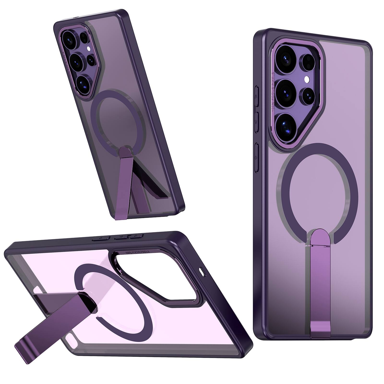 Dteck - Magnetic Case for Samsung Galaxy S25 Ultra with Metal Kickstand,Hard Shock-absorbent Back Cover,Anti-Scratch Phone Cover - Purple