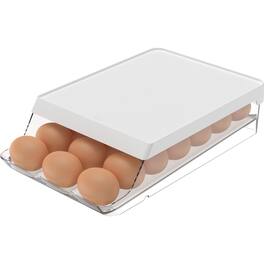 OU - Egg Holder for Fridge, BPA Free Refrigerator Rolling Egg Organizer, Stackable Kitchen Container