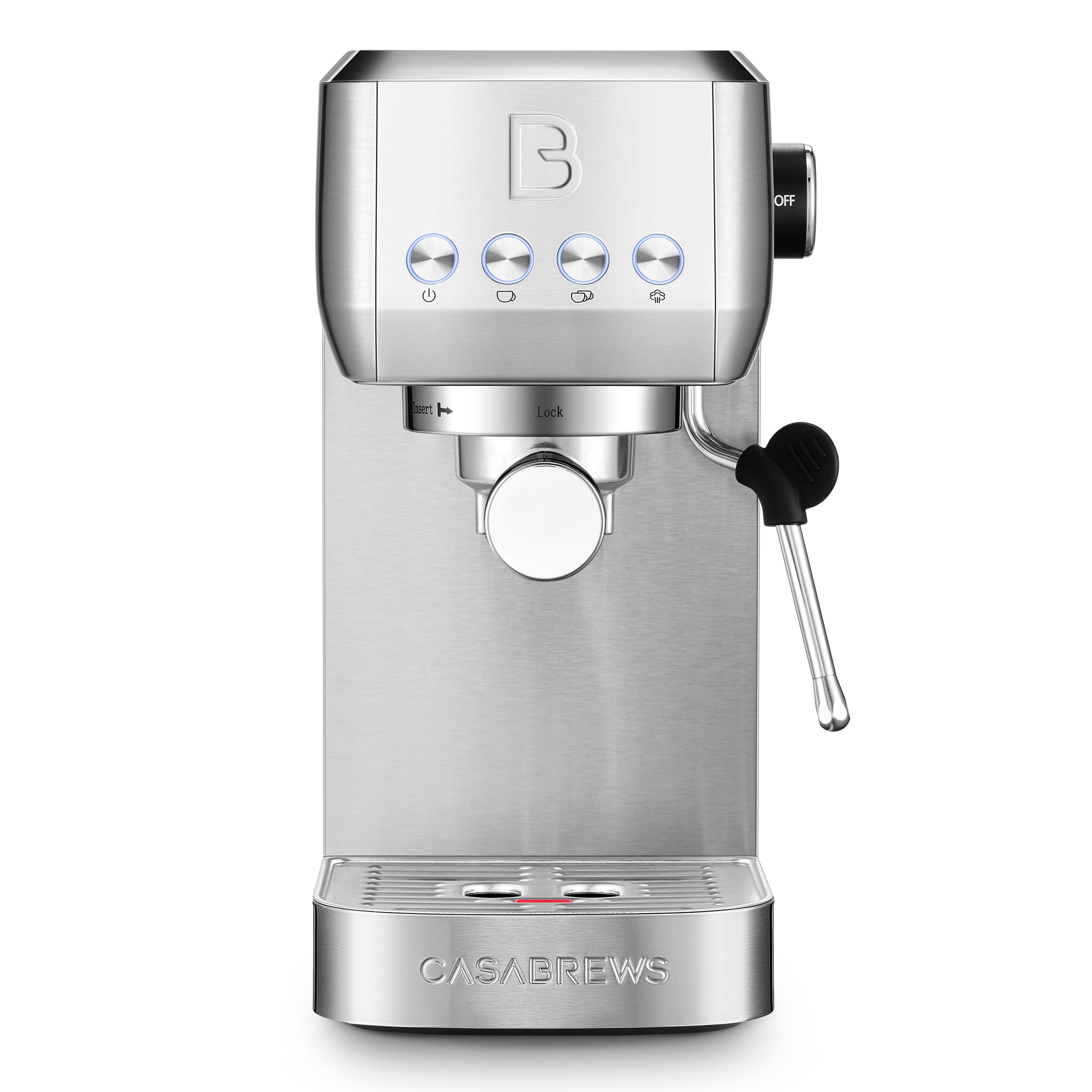 Casabrews - 3700Essential 20-Bar Espresso Machine and Coffee Maker - Silver