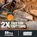The text on the image reads: "2X FASTER CUTTING BY WORX WORX NITRO 16 FASTER 2X CUTTING Compared to WG384 TM 59 FT/S BRUSHLESS MOTOR CUTTING SPEED."