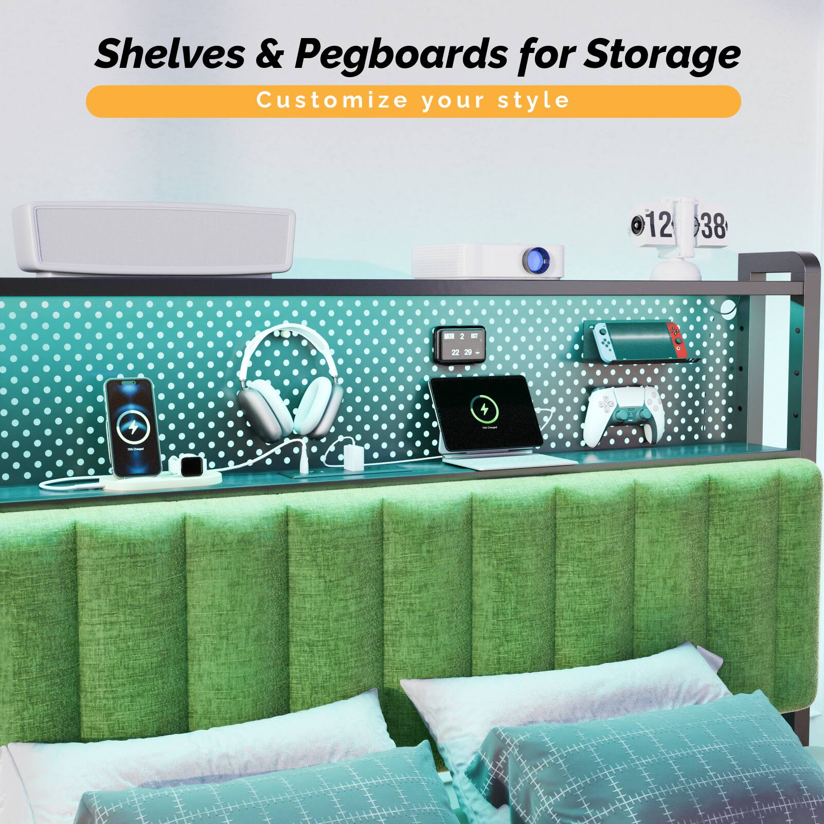 Shelves & Pegboards for Storage  
Customize your style  

012 38 - 2 29