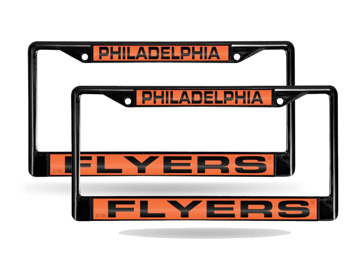 Philadelphia Flyers Black Metal Laser License Plate Frame - Set of 2 Frames