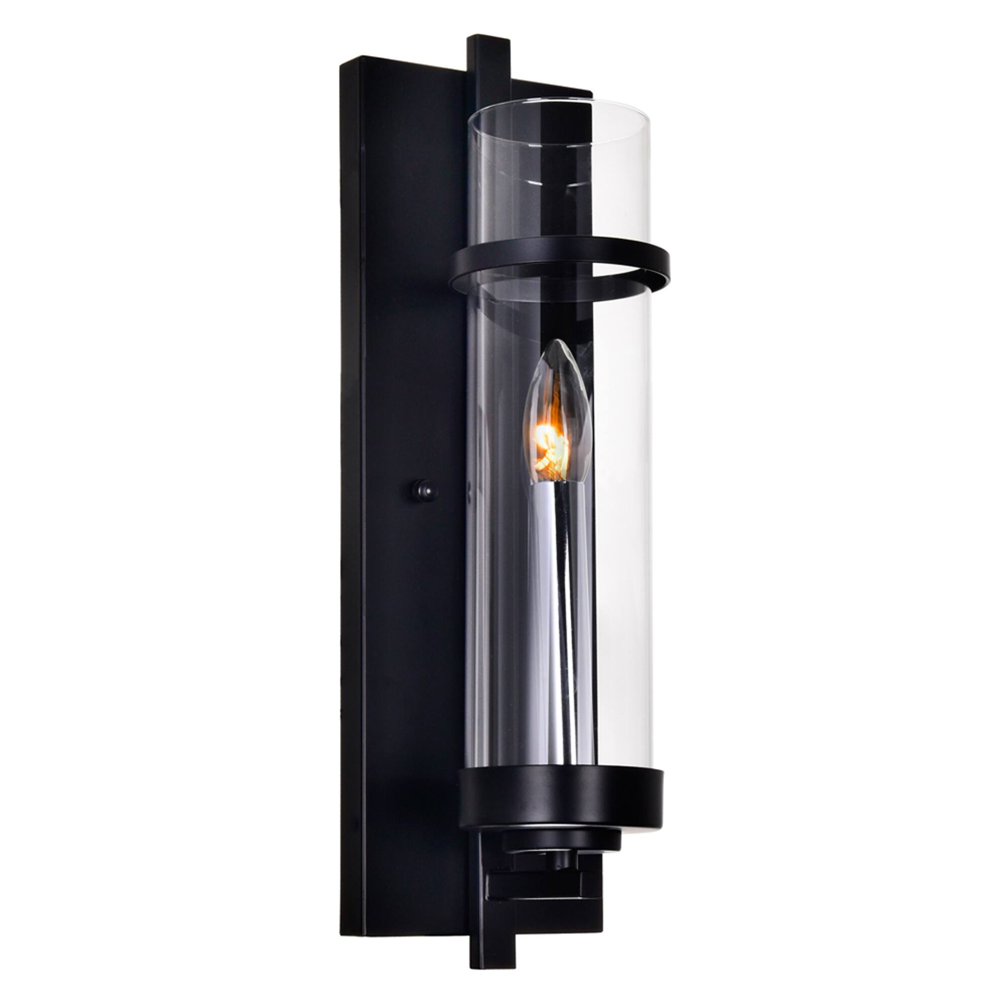 Front. CWI Lighting - Sierra 1 Light Wall Sconce With Black Finish - Black.
