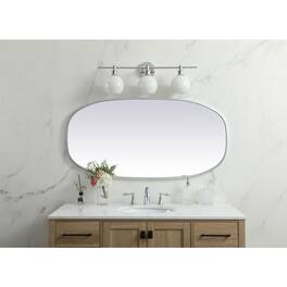 Elegant Decor - Metal Frame Oval Mirror 24x48 Inch - Silver