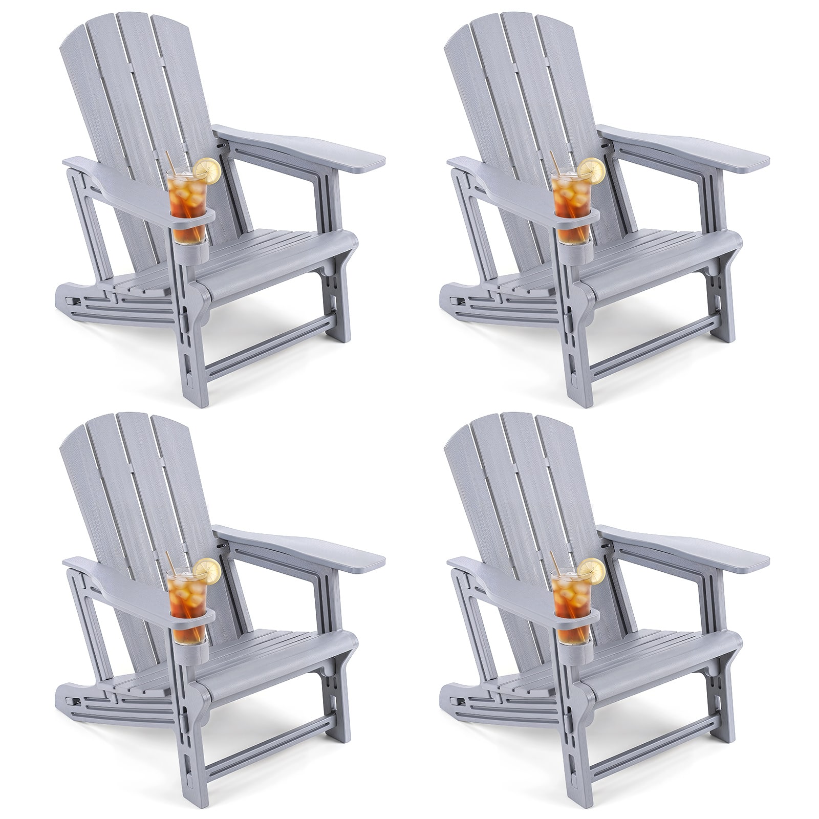 Costway - 4 PCS HDPE Adirondack Chairs with Realistic Wood Grain, Extended Backrest - Gray price history on PriceWatchPro