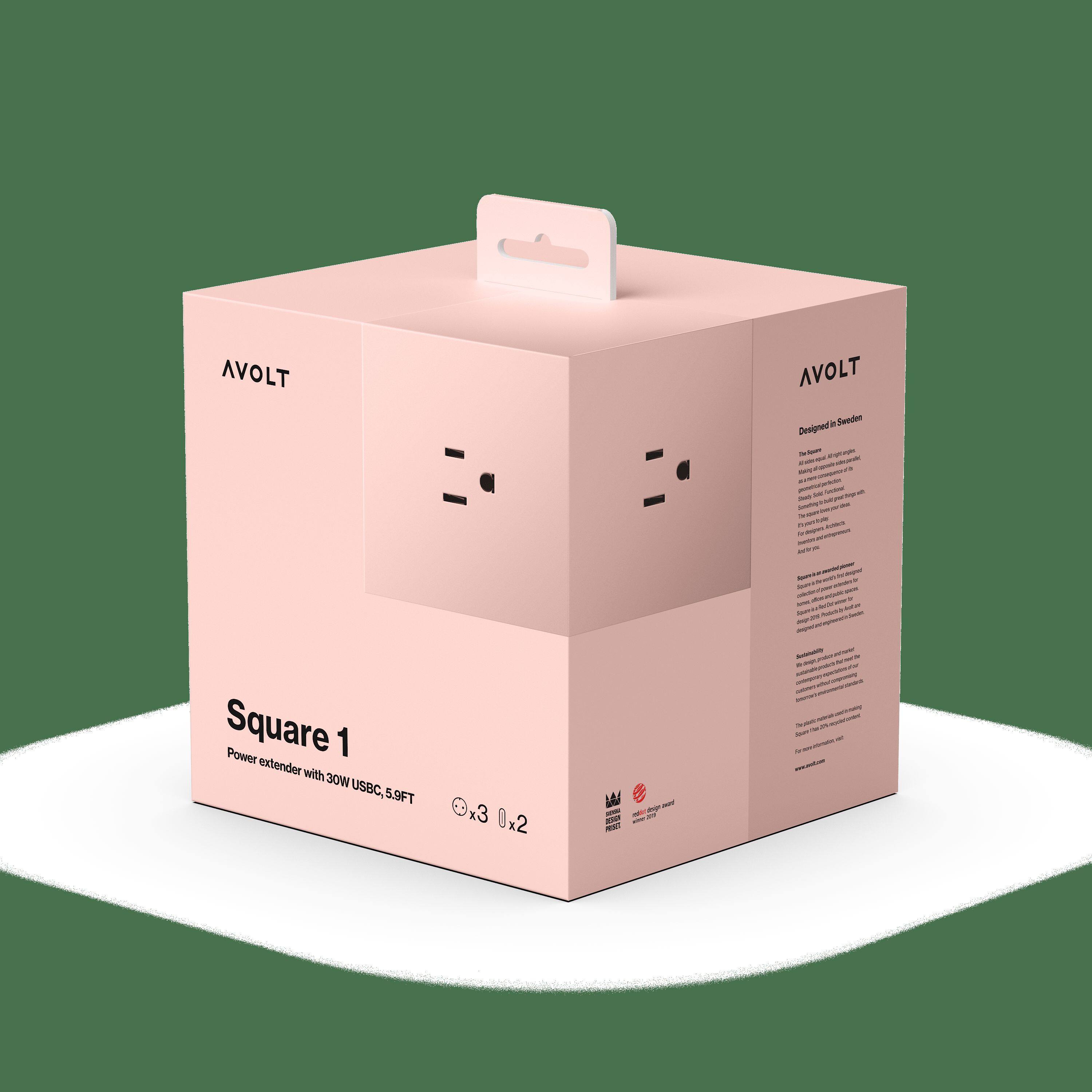 AVOLT  
Designed in Sweden  

Square 1  
Power extender with 30W USB-C, 5.9FT  
3 x 2