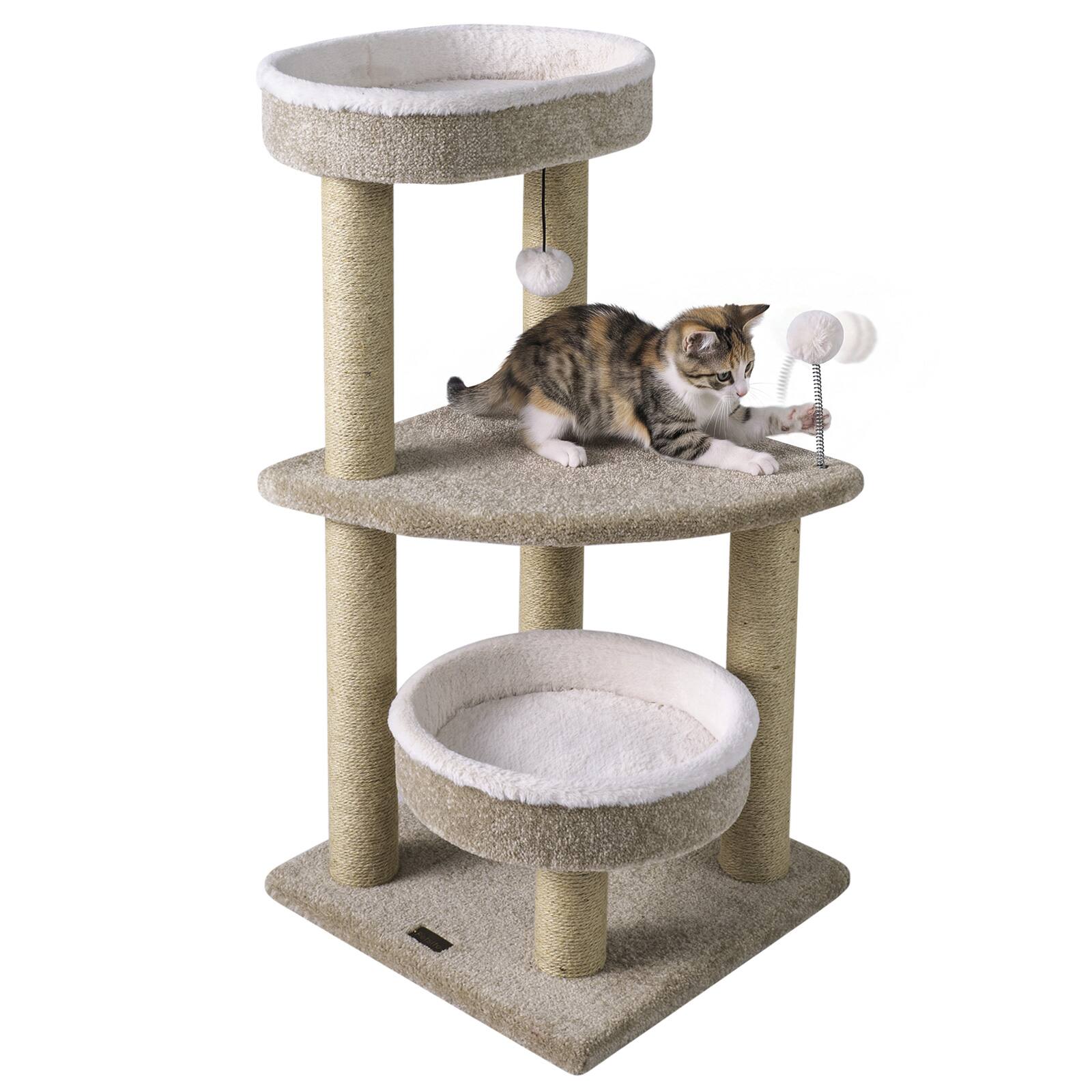 Front. Gymax - Gymax Carpeted Cat Tree 36'' Cat Tower w/ Comfy Plush Perches Scratching Posts.