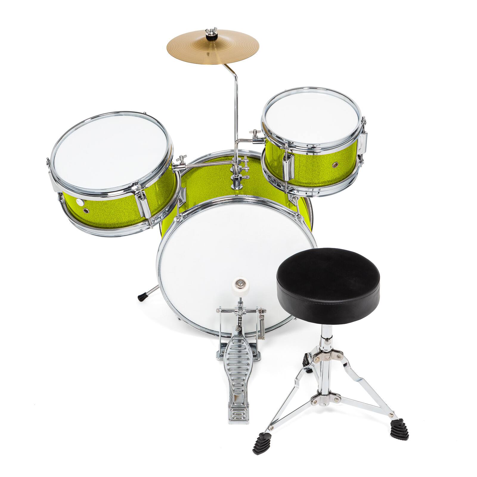 Alt View 2. Ashthorpe - Beginner Drum Kit with Brass Cymbals (Set of 3) - Green.