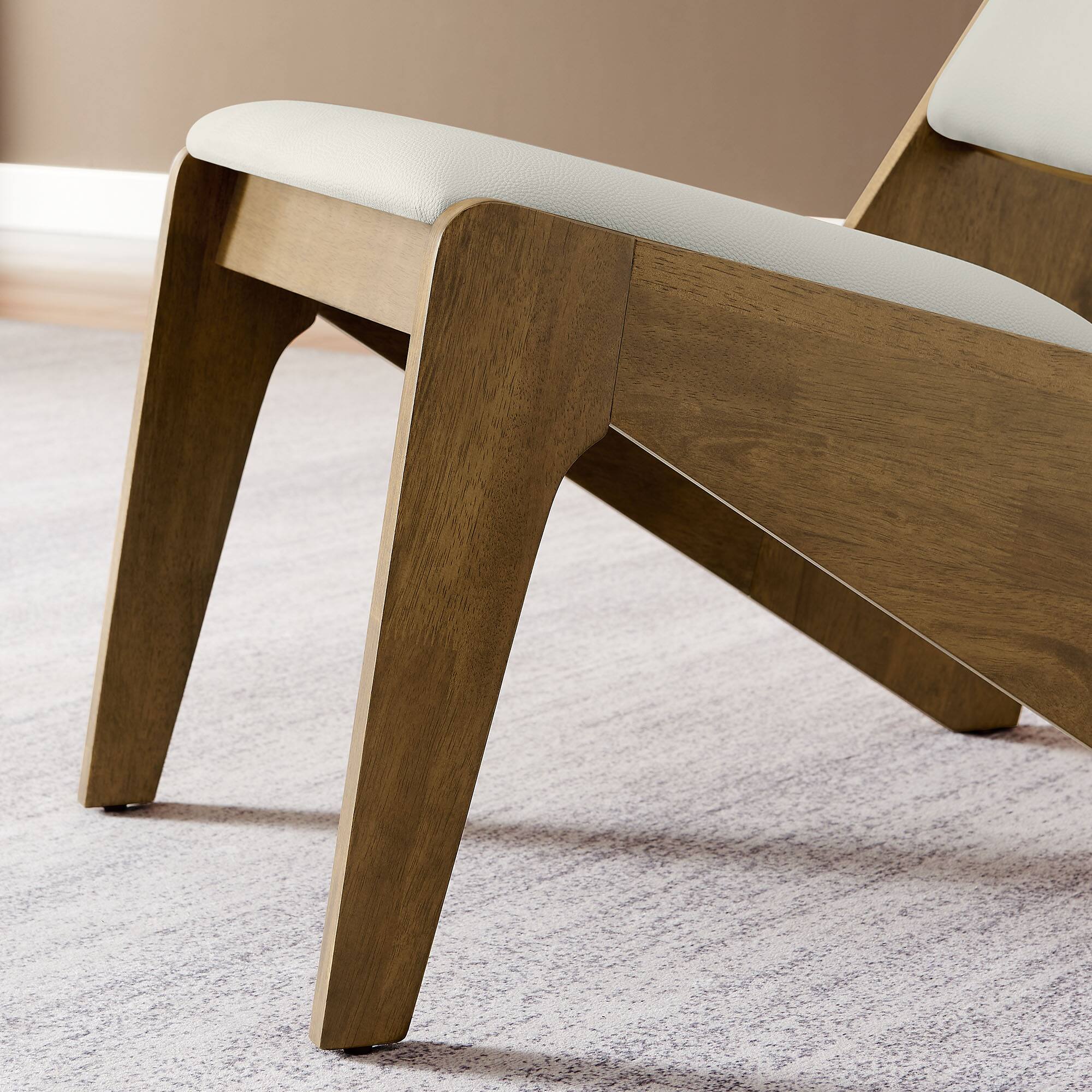 Alt View 1. Modway - Rylina Vegan Leather Accent Chairs Set of 2 by Modway - Weathered Oak Stone.