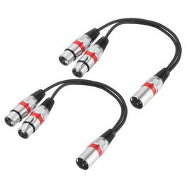 Unique Bargains - 2pcs 3-Pin XLR Splitter Cable, 1 Male to 2 Female Y Cable for Balanced Audio, Mixers, Microphones - Red Circle