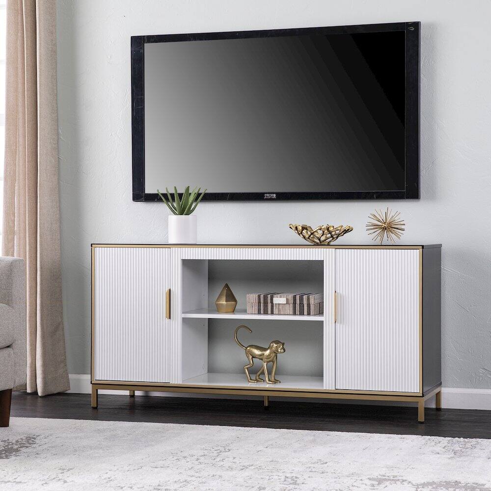 Alt View 1. SEI Furniture - Daltaire Media Console with Storage - White.