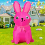 Front. GOOSH Inflatables - GOOSH 5FT Easter Inflatables Bunny Pink Rabbit with LED Lights - Pink.