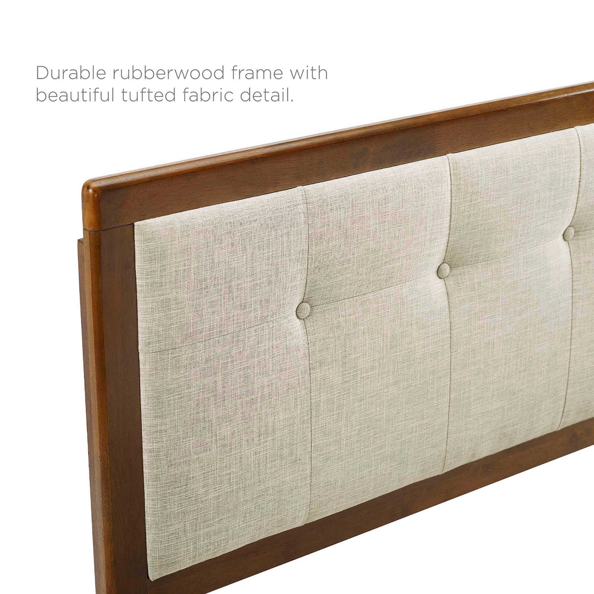 Durable rubberwood frame with beautiful tufted fabric detail.