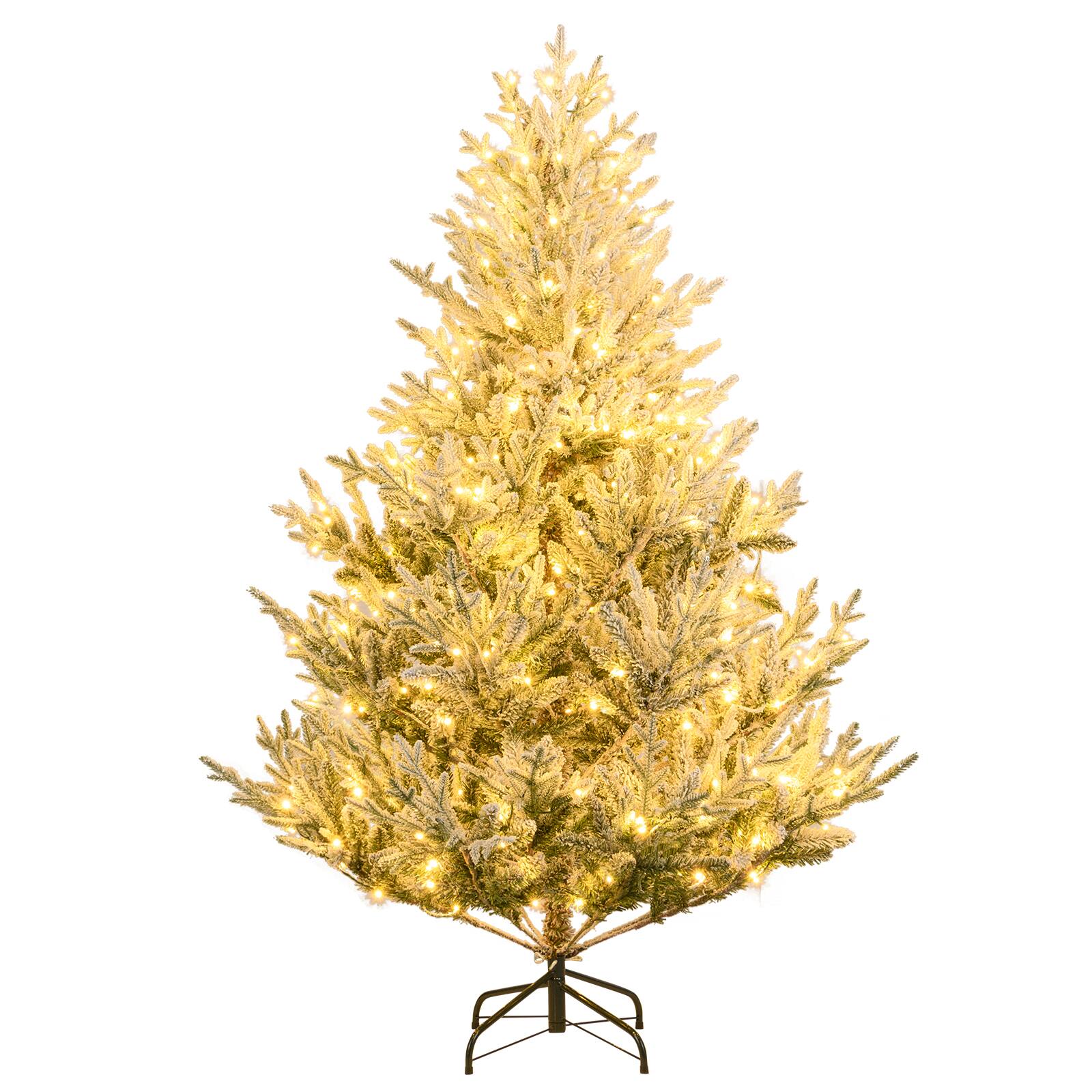 Front. Costway - Costway 6 FT Artificial Christmas Tree with 762 Flocked Branch Tips, 340 Warm White LED Lights - White & Green.