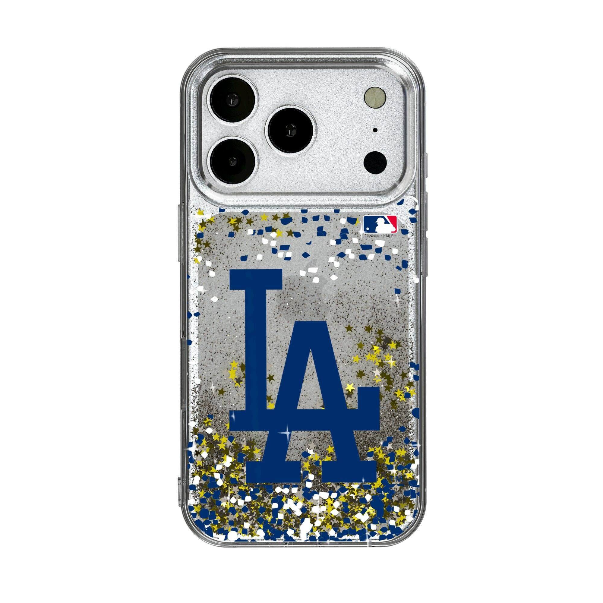 Front. Keyscaper - Los Angeles Dodgers Glitter Confetti iPhone Case - 16 - Multicolor.