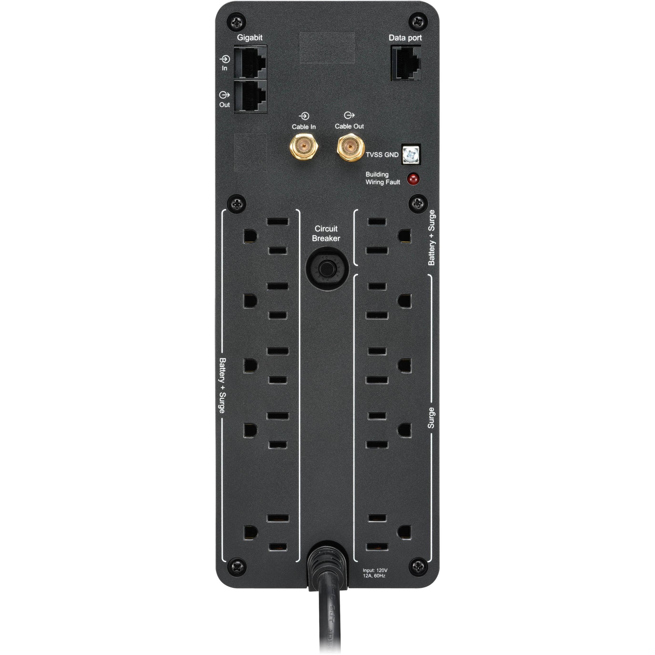Alt View 11. APC - Back-UPS Pro, 1350VA/810W, Tower, 10 Outlets, LCD Display, USB-C + USB-A ports - Black.