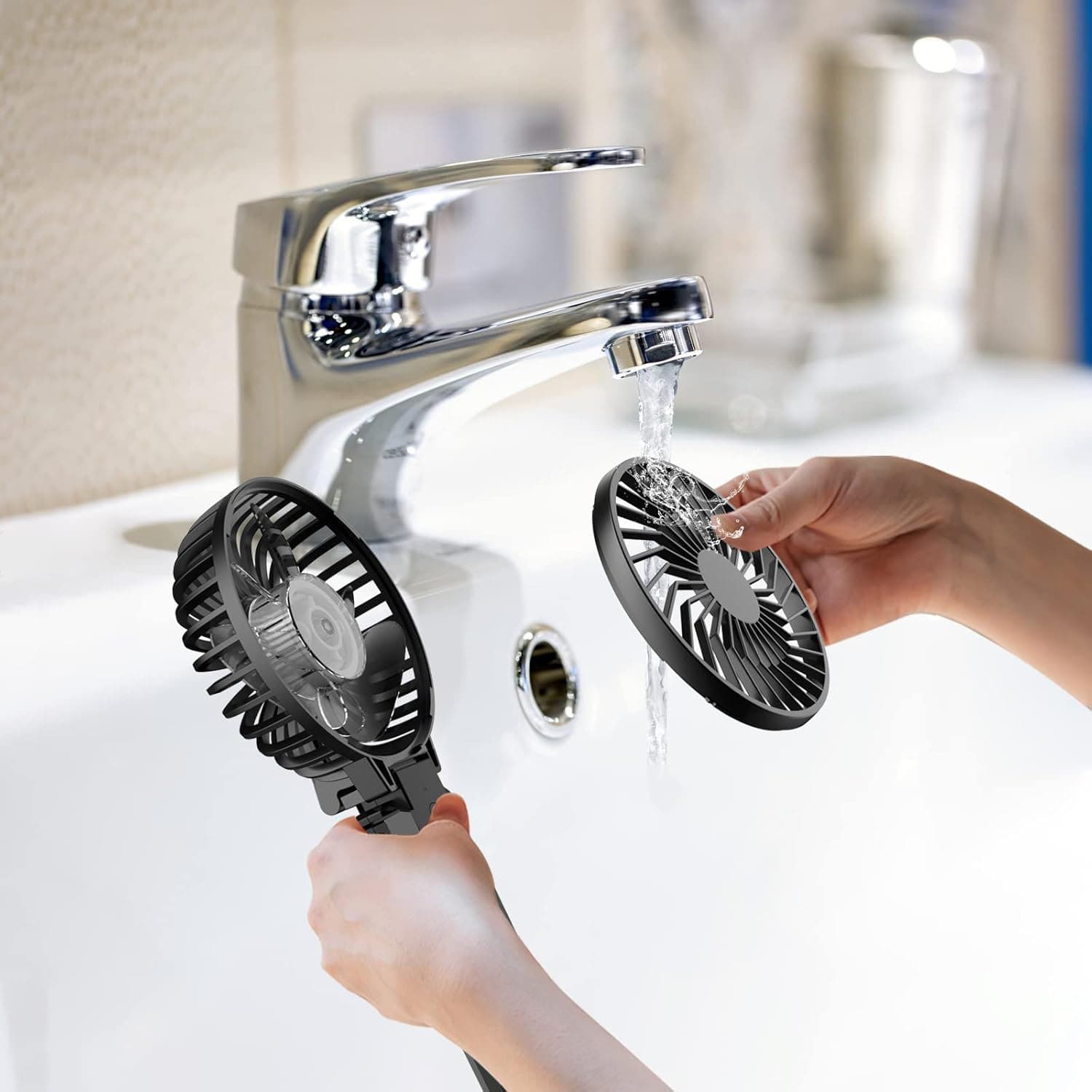 Alt View 3. FINEAK - 6-Speed 5200mAh Foldable USB Rechargeable Handheld Fan - Black.