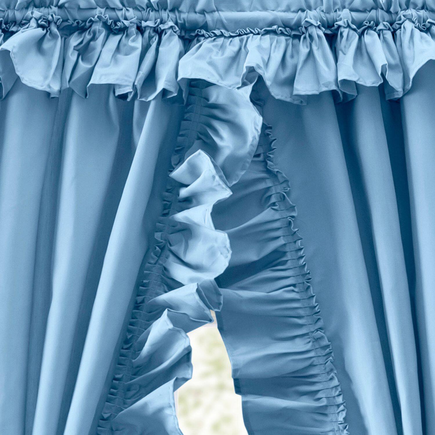 Alt View 2. Ellis Curtain - ELLIS 70% Polyester 30% Cotton Stacey Ruffled Prscilla Pairs With Tiebacks 54" x 63" Slate - Slate.