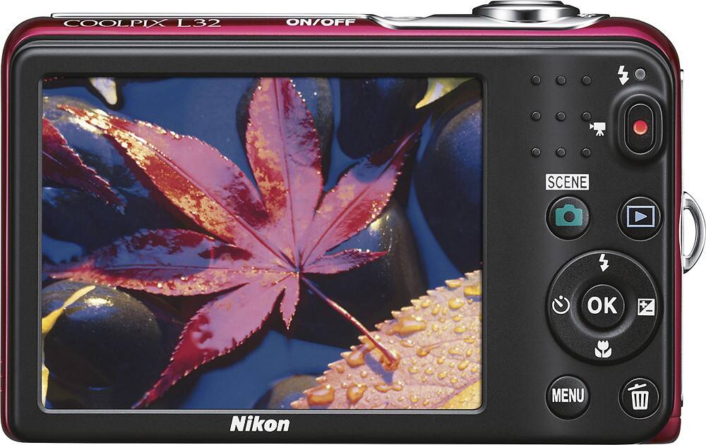 Best Buy: Nikon Coolpix L32 20.1-Megapixel Digital Camera Red 26482