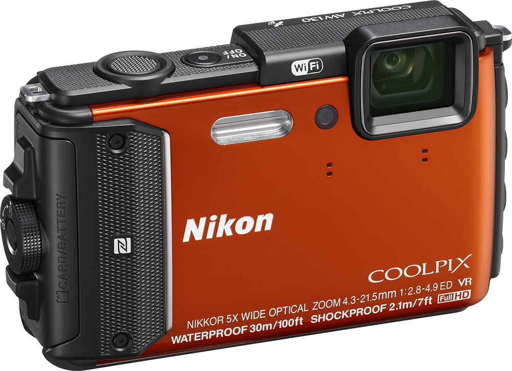 bruiloft vreugde beweeglijkheid Best Buy: Nikon Coolpix AW130 16.0-Megapixel Waterproof Digital Camera  Orange 26493