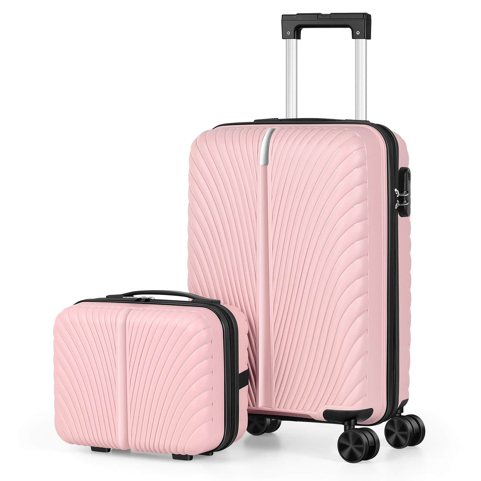 Oumilen - 14" & 20" Polypropylene Carry-On Set with Combination Locks - Pink