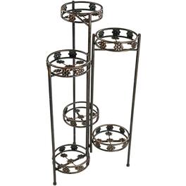 Sunnydaze - Steel 6-Tier Staggered Folding Plant Stand - 45 in - Bronze