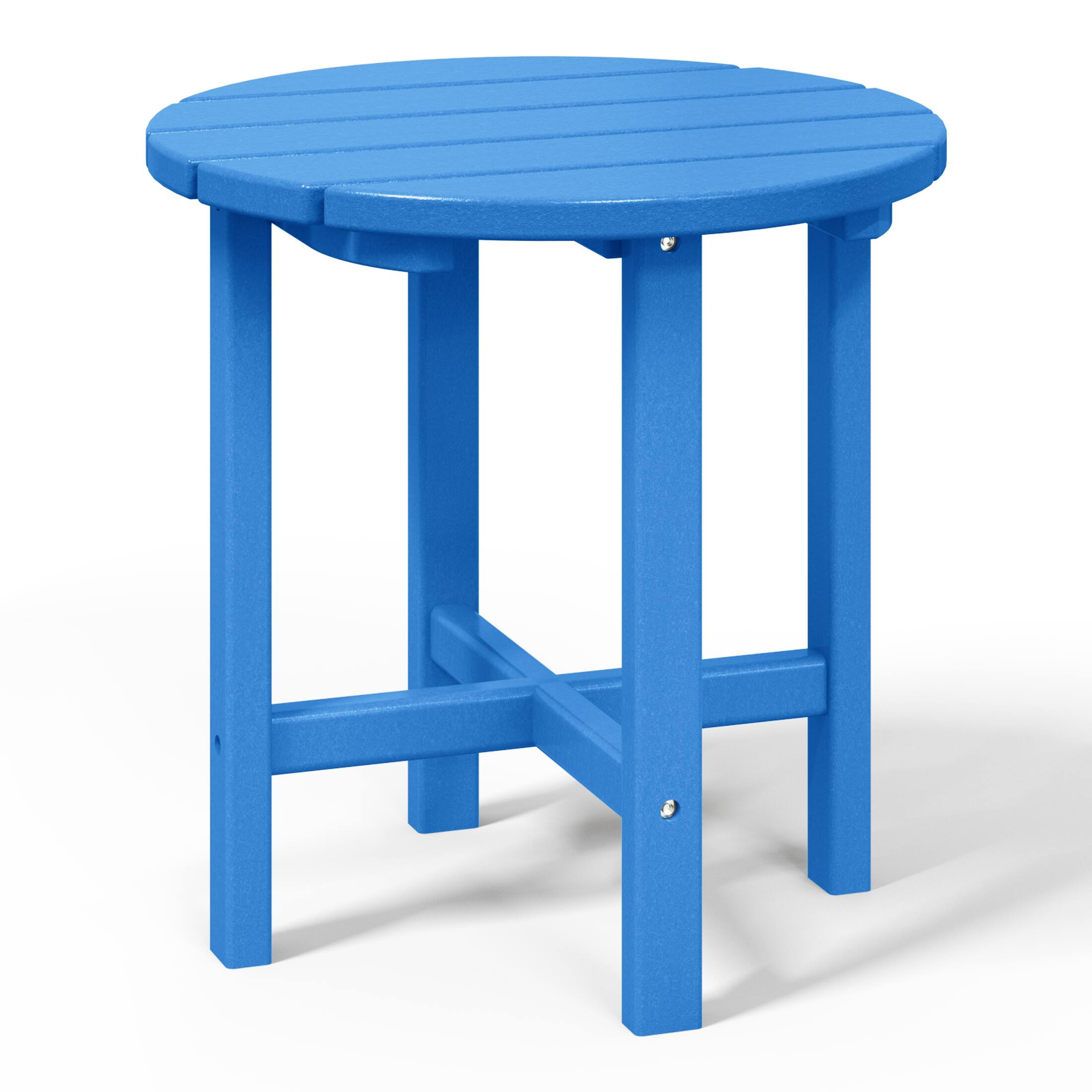 Left. WestinTrends - WestinTrends Dylan Adirondack Round Outdoor Side Table - Pacific Blue.