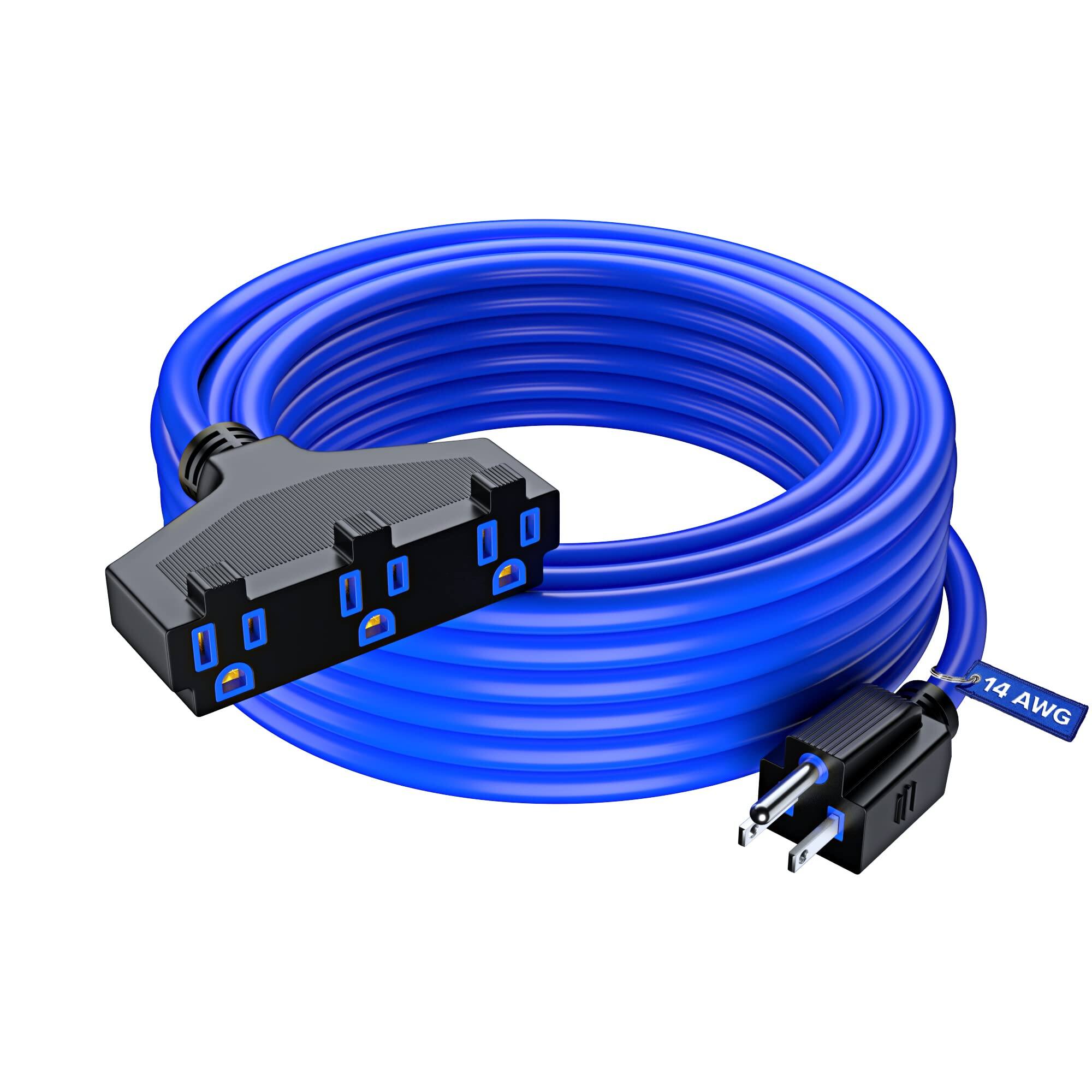 Front. Maximm - Extension Cord 50 Feet, SJTW Extension Cord with Multiple Outlets, 14 Gauge ETL Listed - Blue.