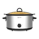 Kitchen Elite - 6 Qt Slow Cooker, Stainless Steel Ceramic Crock Pot with Glass Lid - Silver